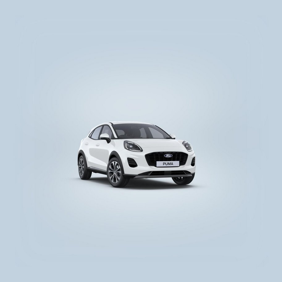 Ford Puma Titanium front three-quarter view in frozen white