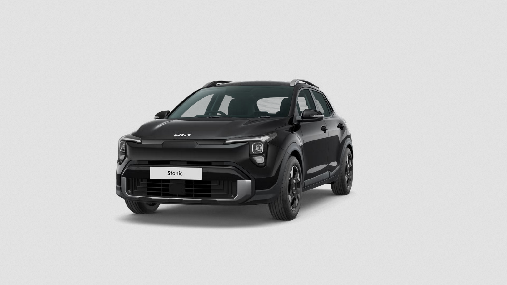 Kia Stonic front three-quarter exterior view in midnight black