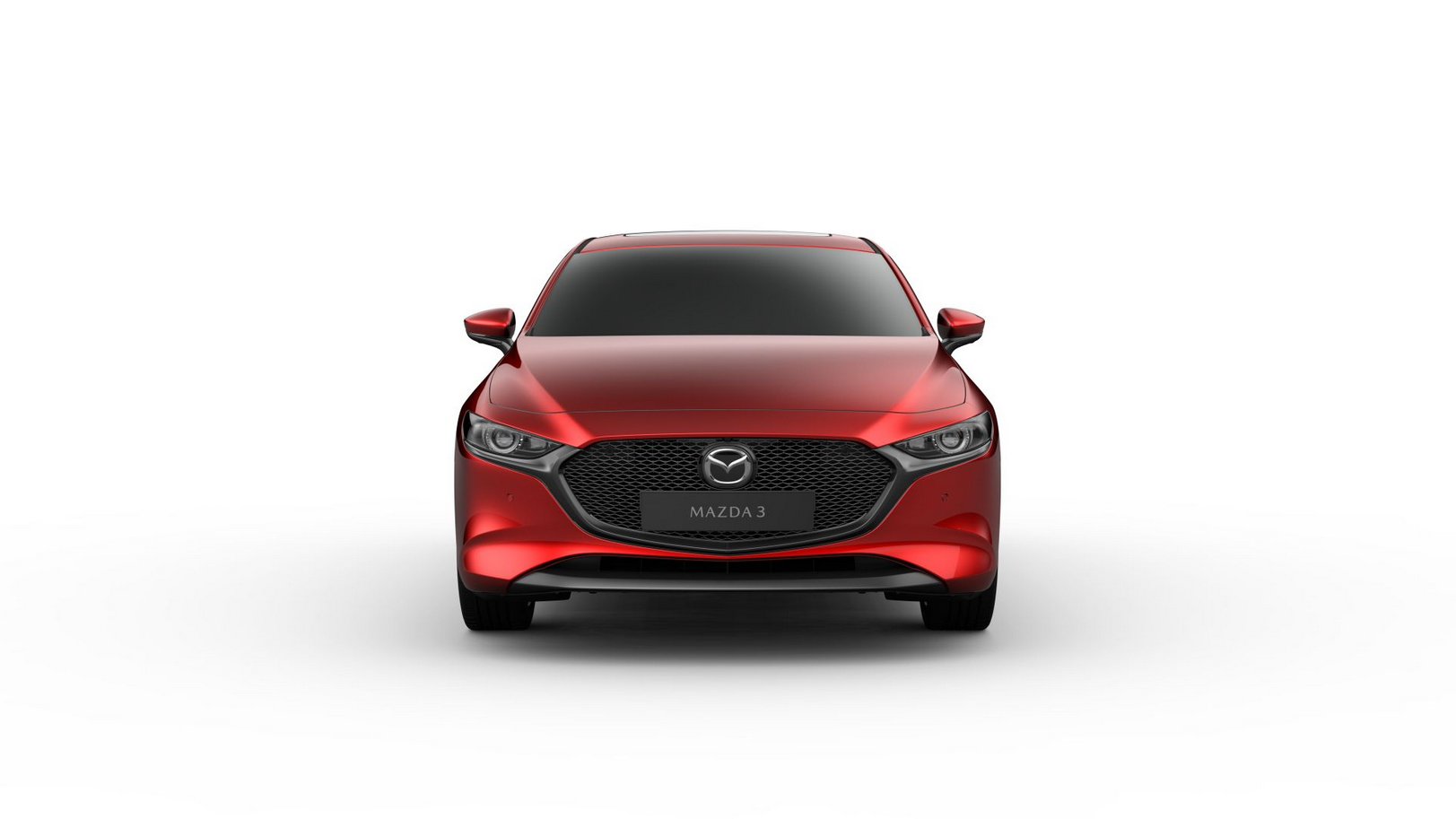 Mazda 3 hatchback in soul red crystal front view